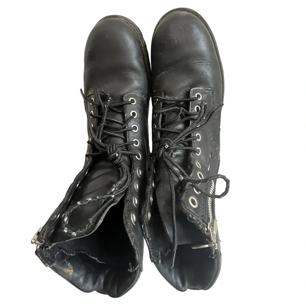 Red Wing Mens Black Leather Side Zip Moto Biker Boot Size US 8.5
